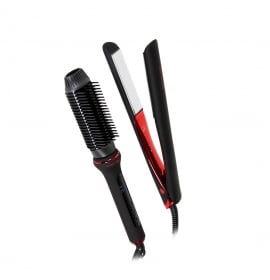 KIT PROFESIONAL PLANCHA C5 BLACK RED + HOT BRUSH CORIOLISS