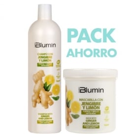 PACK CHAMPÚ 1000ML + MASCARILLA 700ML CAPILAR JENGIBRE Y LIMÓN TAHE